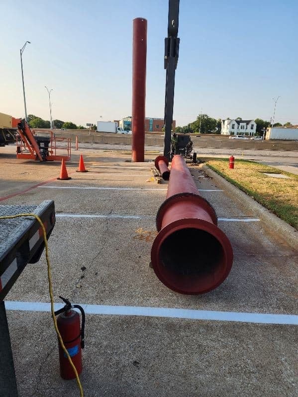 Welding and metal fabrication work, on-site progress photo