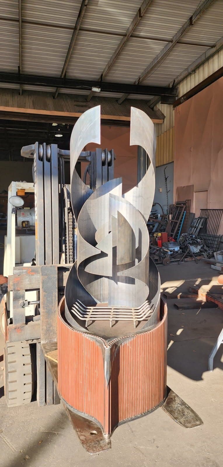 Custom metal fabrication, on-site progress photo