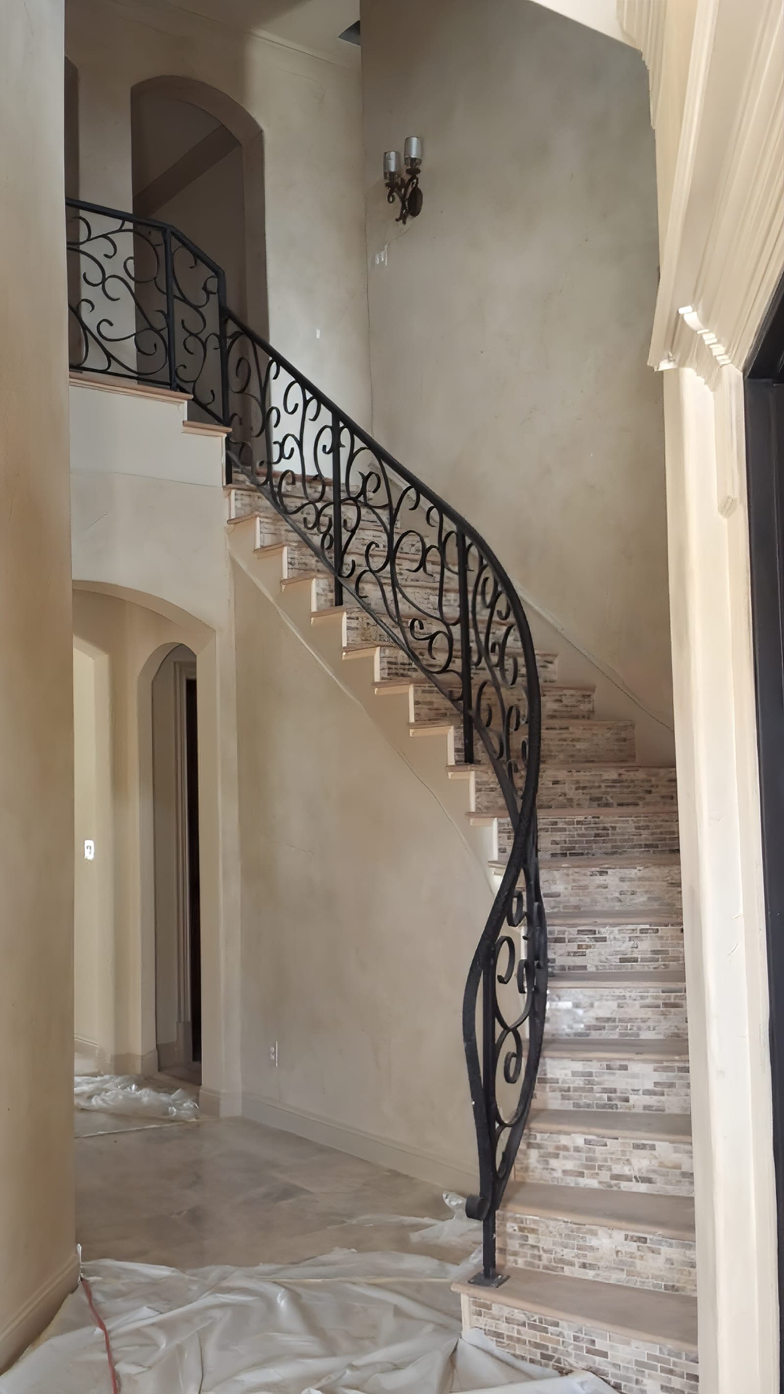Custom steel stairs installed on a residential property