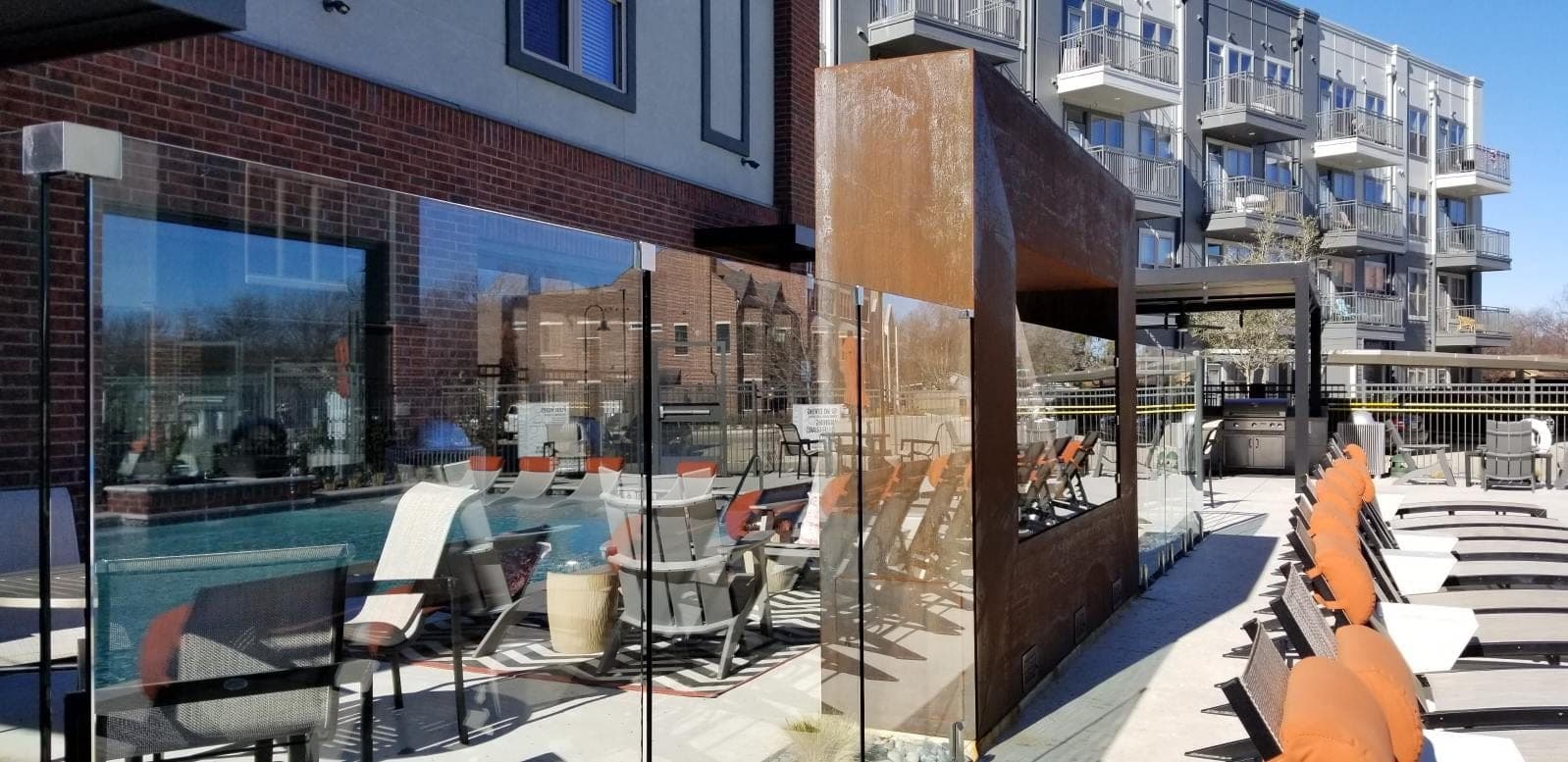 Side view of the Corten steel fireplace surround, Roanoke, TX